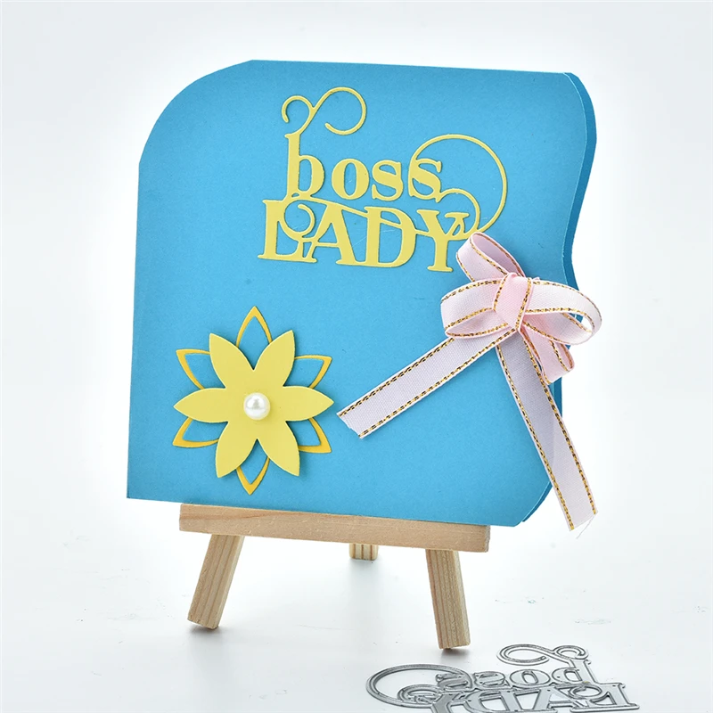 Naifumodo Boss Lady буквы слова металлические Вырубные штампы для изготовления открыток