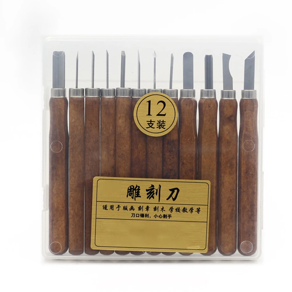

12pcs Wood Carving Chisels Tools For Wood Carving Woodworking Engraving Olive Carving Knife Handmade Knife Tool Set
