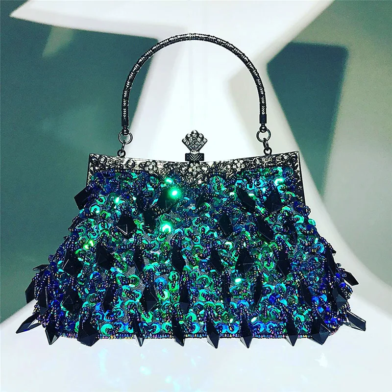 Женский клатч с кристаллами зеленый дизайнерский кошелек для вечерние сумки на