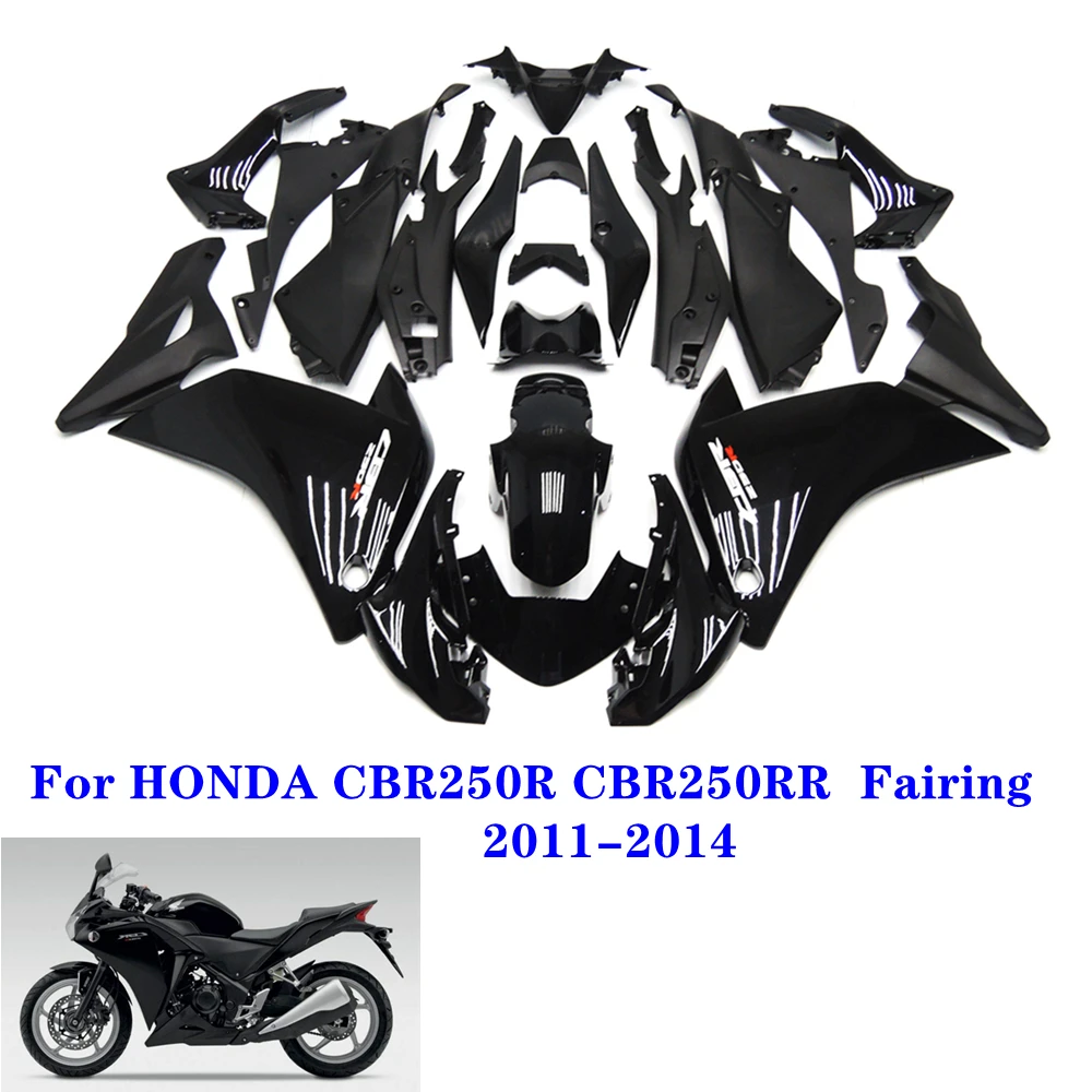 For HONDA CBR 250 2011 2012 2013 2014 CBR250R CBR250RR 2011-2014 CBR 250R CBR 250RR Black Fairing For Injection Mold Fairing