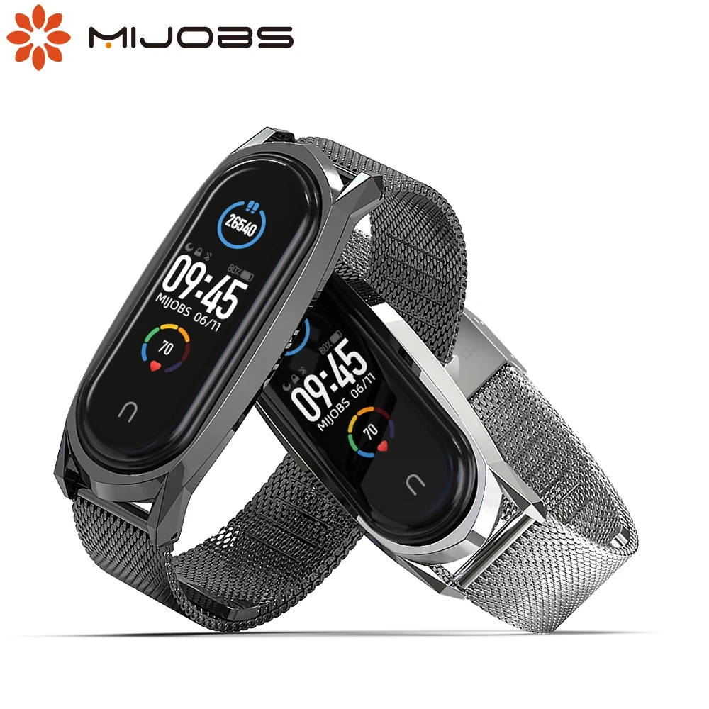 

Mijobs for Mi Band 5 4 3 Strap Metal Milanese GT Bracelet Smart Wristbands