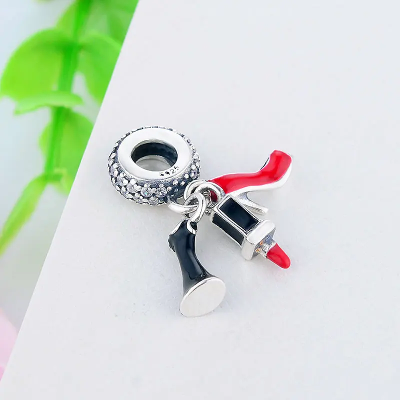 Женский браслет из серебра 925 пробы на высоком каблуке|Бусины| |