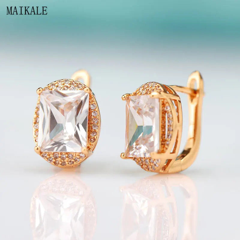 Женские Геометрические серьги MAIKALE квадратные гвоздики с кубическим цирконием