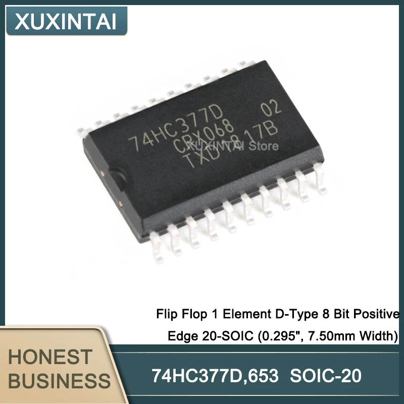 

50 шт./лот 74HC377D,653 74HC377D Шлепанцы 1 элемент D-тип 8 бит положительный край 20-SOIC (0,295 дюйма, 7,50 мм ширина)