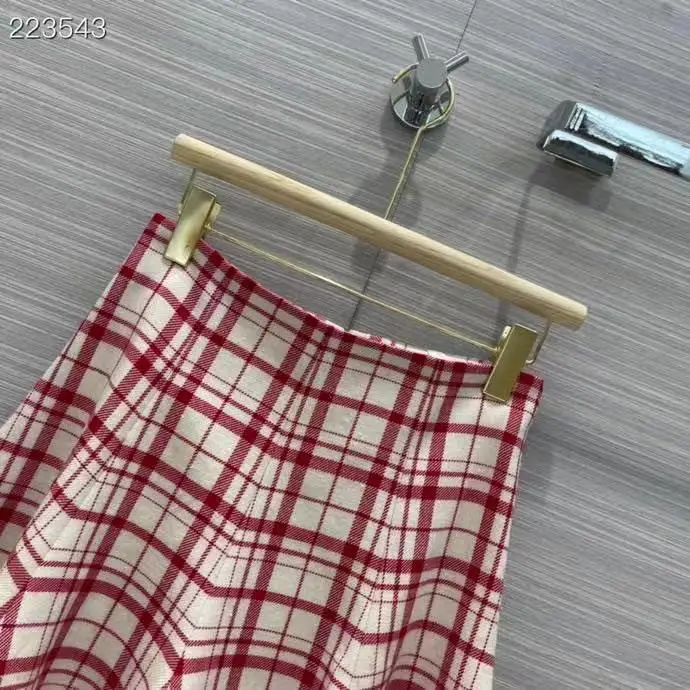 

Runway Designer Summer Mini Trumpet Skirt Women's Elegant Plaid Print Sexy Wool Ladies Hot Sale Popular Skirt