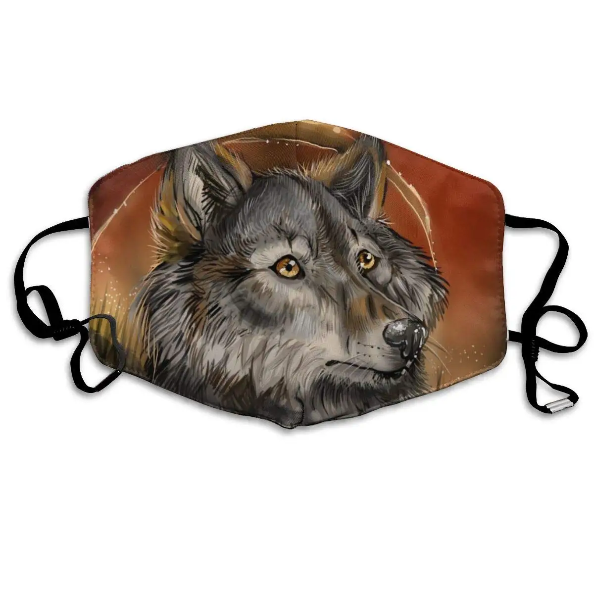 

Wolf Washable Reusable Mask, Cotton Anti Dust Half Face Mouth Mask For Kids Teens Men Women With Adjustable Ear Loops
