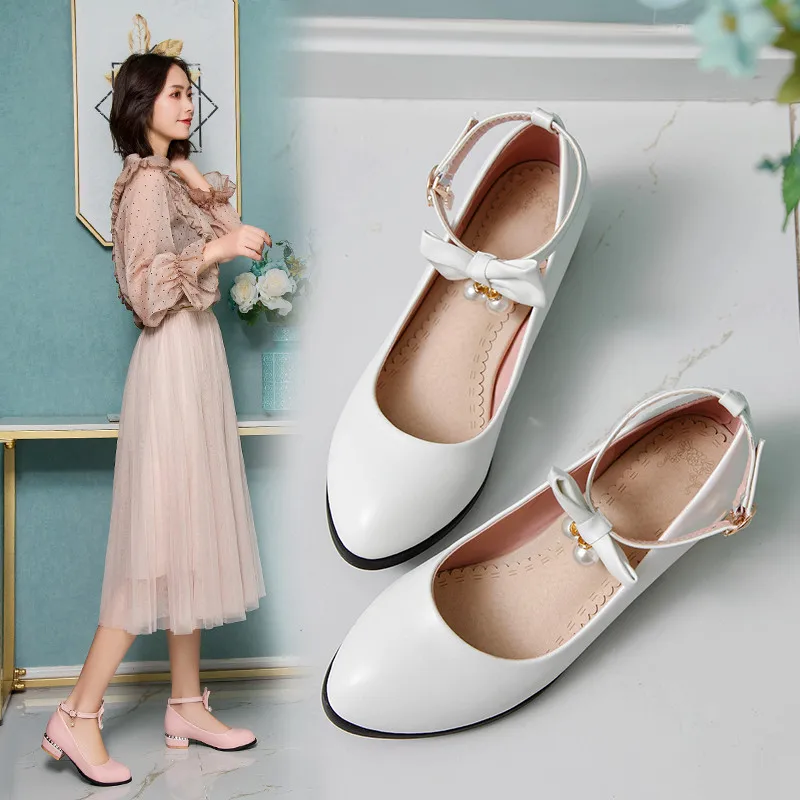 Туфли-лодочки YMECHIC женские на низком массивном каблуке модная Милая обувь с