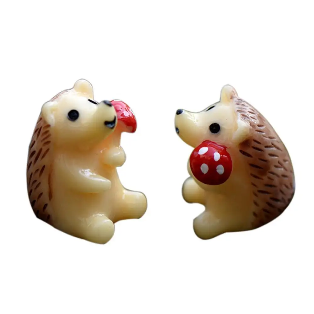

2Pcs Hedgehog Figurine Mini Resin Decor Succulent Plants Landscape Ornaments Garden Flower Pot Planter Toy For Kids