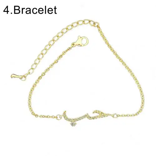 Hot Women Arabic Letter Love Faux Quartz Chain Bracelet Bangles Necklace Jewelry New - Окраска металла: 4