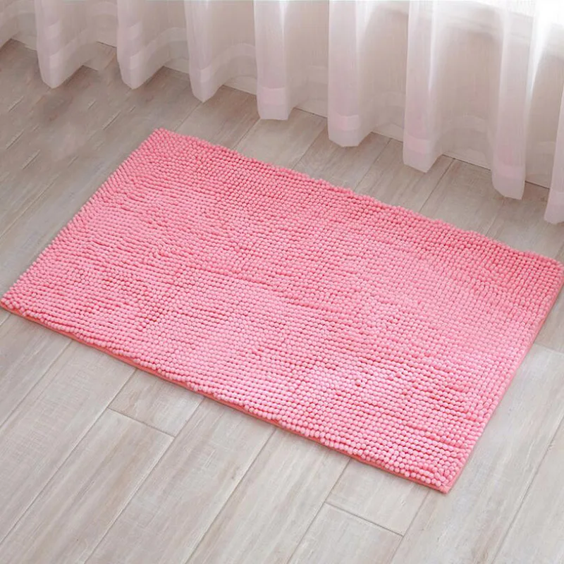 Pink Short-Haired Chenille Doormat Rug Water Absorption Carpet Kitchen Bathroom Carpet Floor Mat for Living Room Anti Slip Bath Mat - Цвет: Pink