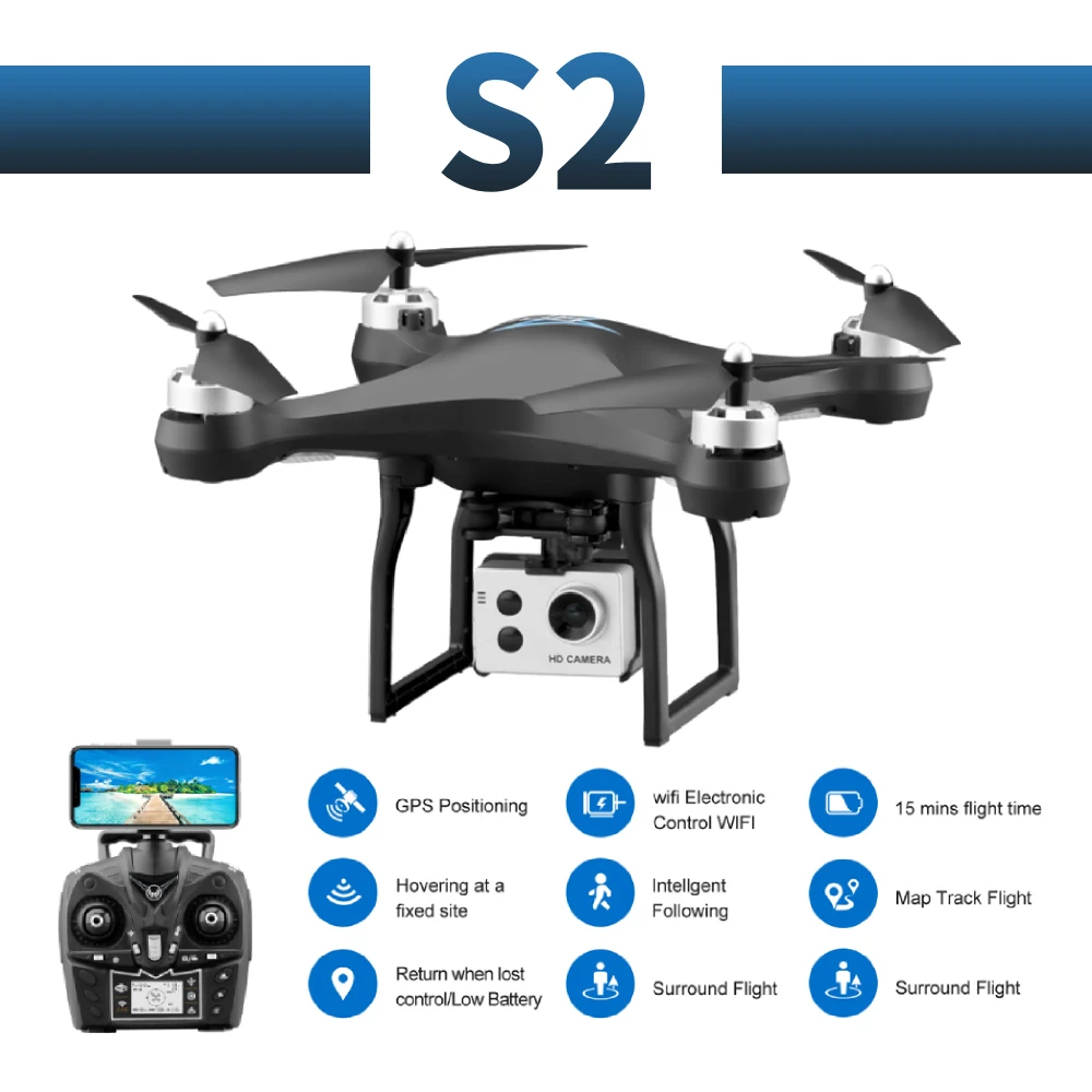 S2 Профессиональный широкоугольный Дрон для камеры 1080p HD gps WiFi FPV щетка Пропеллер