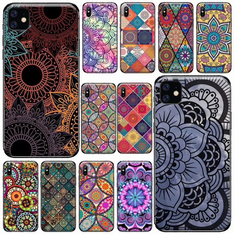 

MANDALA Retro flower pattern Phone Case for iPhone 11 12 pro XS MAX 8 7 6 6S Plus X 5S SE 2020 XR Soft silicone Cover Shell