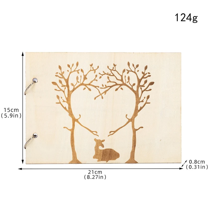 

Personalized Guestbook Wedding Guest Book A4 Wooden Notebook Album Custom Name & Date Lettering Book Wood Wedding Decoration