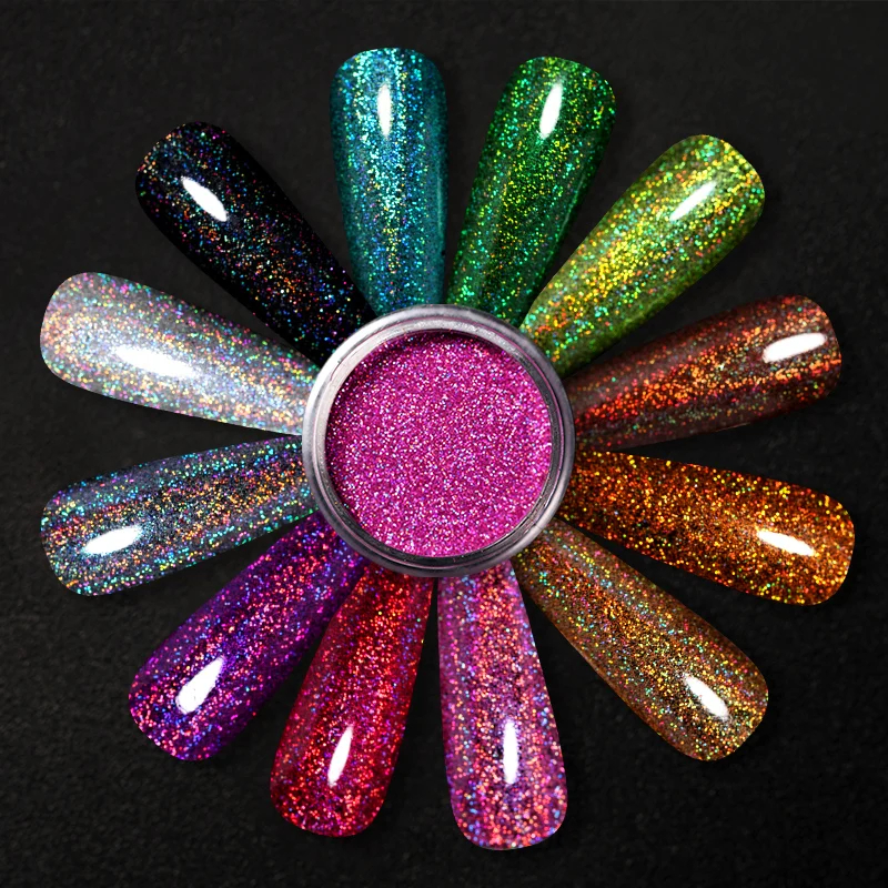 

1 Box Hot Sale Holographics Nail Powders Laser Shiny Nail Glitters Dust Decorations For Nail Art Chrome Pigment DIY Accessories