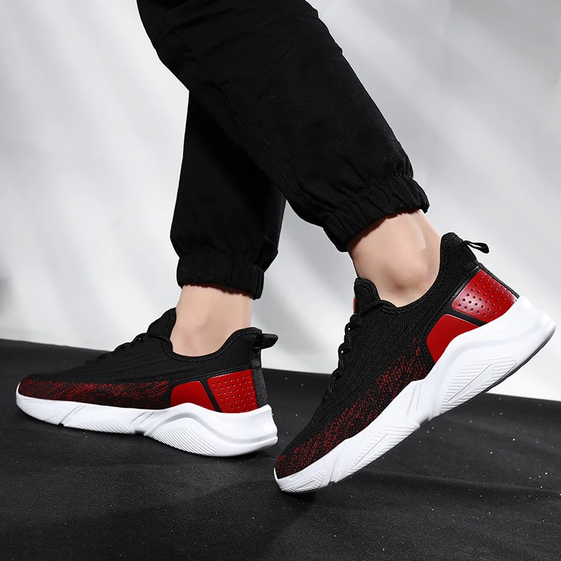 Мужские черные сетчатые кроссовки брендовая дышащая обувь для бега прогулочная