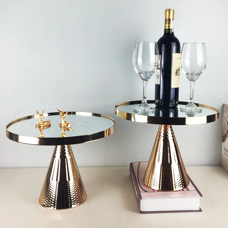 Серебряная/Золотая зеркальная подставка для торта фотография декоративная