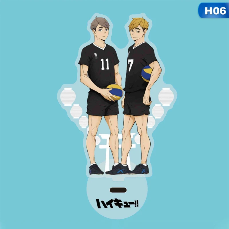 

Anime Haikyuu!! Stand Figures Manga Figures Hinata Shoyo Yu Nishinoya Group Photo Acrylic Plate Models Desk Decor Ornaments 15cm