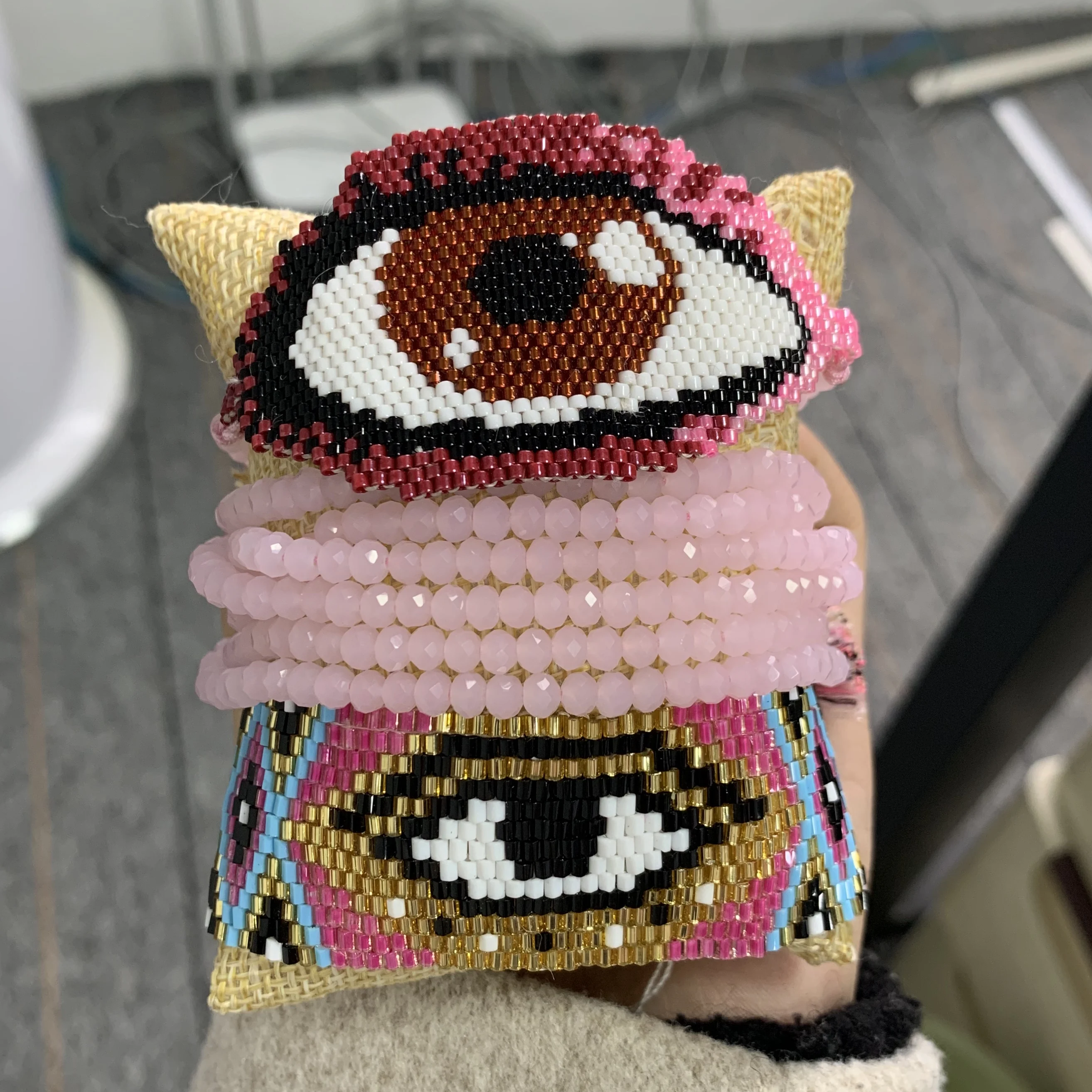 Мужской многослойный браслет SHINUSBOHO розовый со звездным глазом Miyuki ювелирное