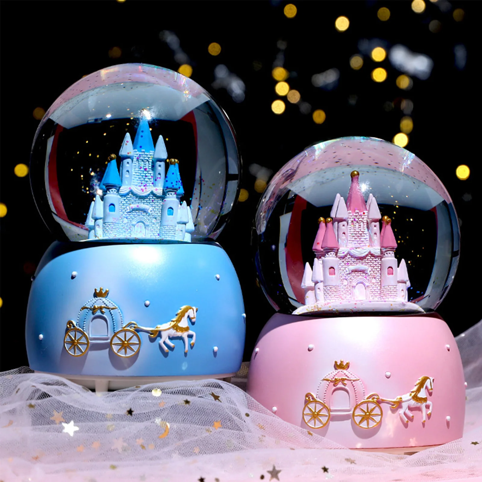 Музыкальная шкатулка из полимерного материала хрустальный шар снежный