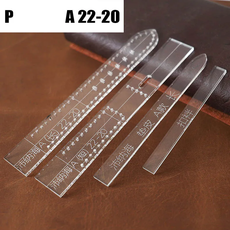 STRAP-P-A22-20-1SET Прозрачный акриловый ремешок для часов, трафарет, шаблон, сделай сам, кожаный инструмент для рукоделия, товары для дома, принадлежности для наручных часов, форма для мужчин - Цвет: STRAP-P-A22-20-1SET