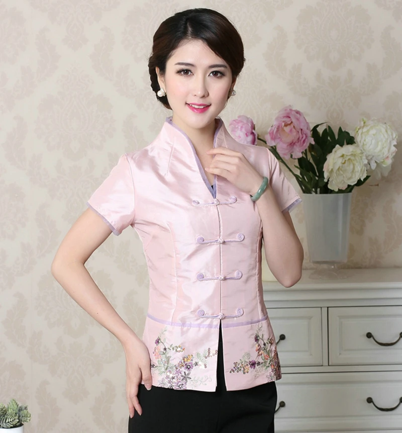 Китайские топы женская одежда модные модифицированные Топы Cheongsam рубашка Tang