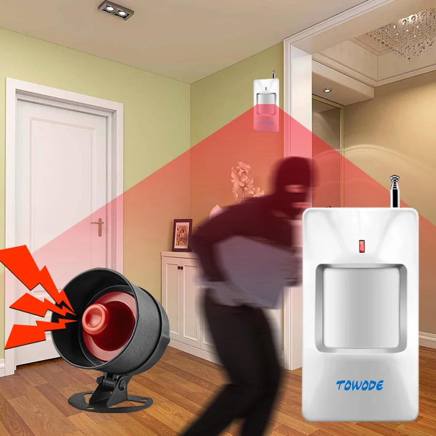 TOWODE DIY Upgraded Standalone Alarm Kit Home Security Wireless Horn Siren System Protection PIR Motion Detection | Безопасность и