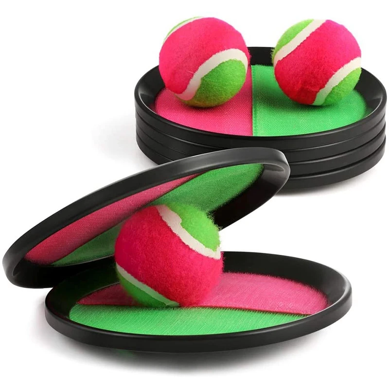 2 Set Toss Catch Ball Paddle Game Toys With Balls 4 Paddles For Outdoor Games Kids/Adults/Family |