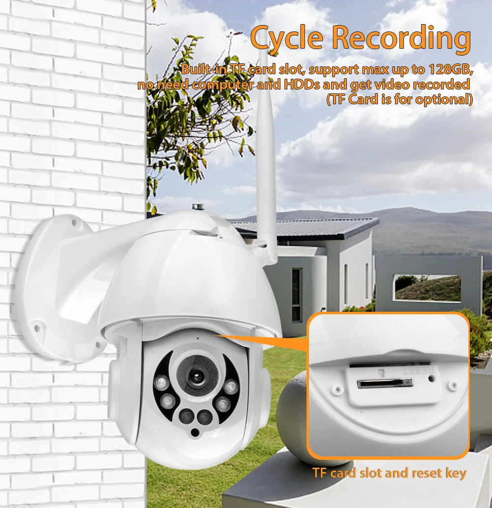 HD 1080P PTZ WiFi IP камера обнаружение движения автоматическое отслеживание