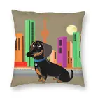 Красочная декоративная подушка в виде таксы, барсука, искусственная Милая колбаса, рабочая Подушка, квадратный чехол для дивана, наволочка