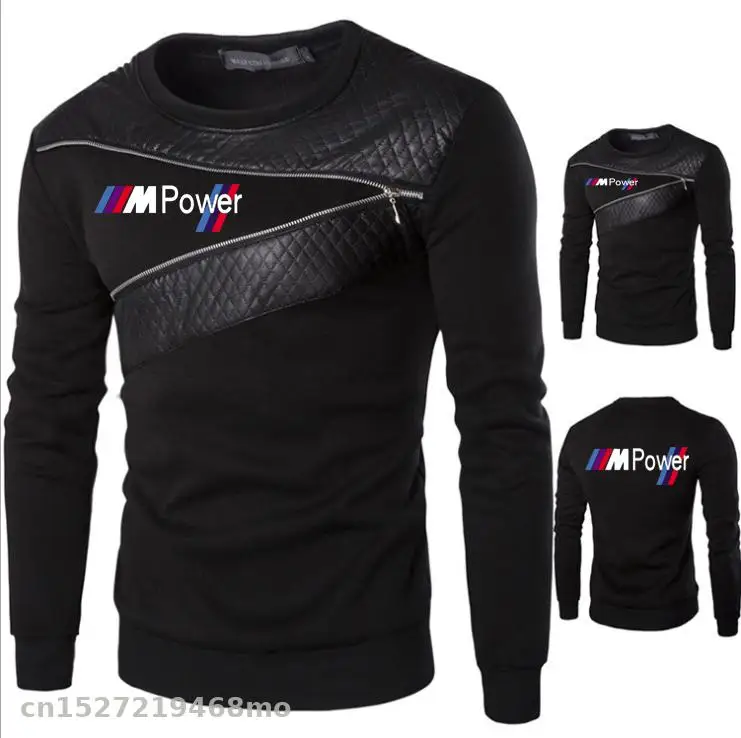 Модный свитер с круглым вырезом для bmw мужской украшением на молнии пальто