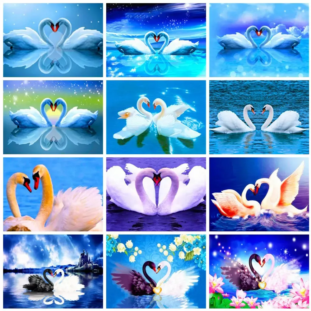Алмазная живопись лебедя полный круг картина с животным алмазная вышивка стразы