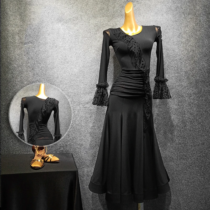 Женское бальное платье для вальса женский костюм сальсы танго с длинными