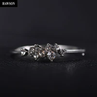 hawson women silver color ring geometric wedding rings for female with crystal luxury jewelry for women engagement