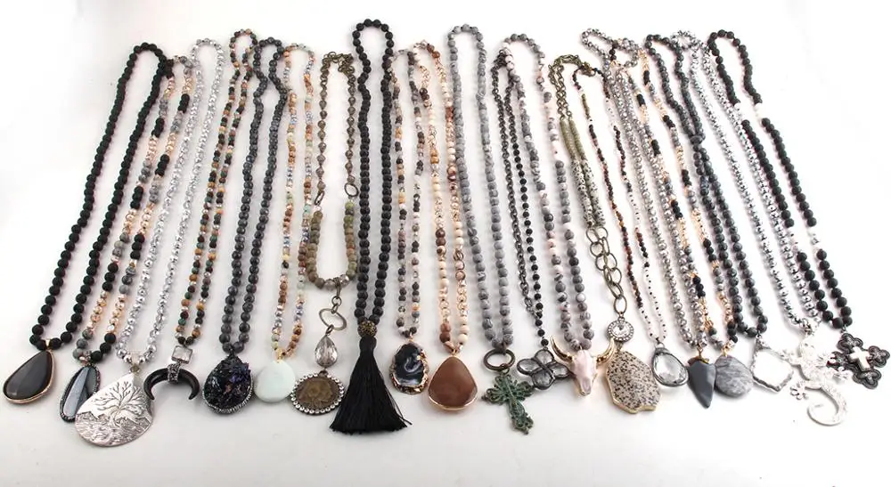 

MD оптовая продажа черный 20 шт. разноцветное ожерелье Модные украшения в стиле бохо ручной работы для женщин богемные ожерелья