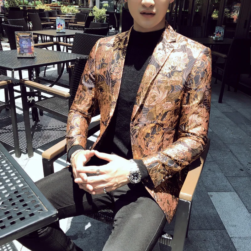 Personality Jacquard Wedding Floral Men Party Stage Singer Costume Homme Size 5xl 2020 Spring Mens Blazer Jacket | Мужская одежда