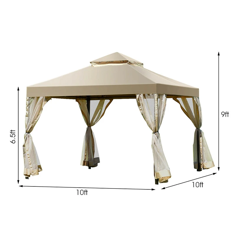 

Outdoor 2-Tier 10' x 10' Screw-free Structure Shelter Awning Gazebo Canopy OP3345