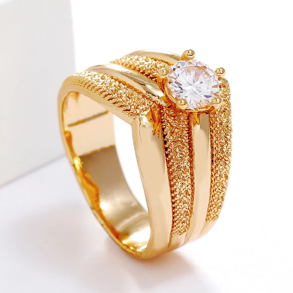 Кольца LUALA 24K золотого цвета ювелирные изделия для женщин и девушек свадебные