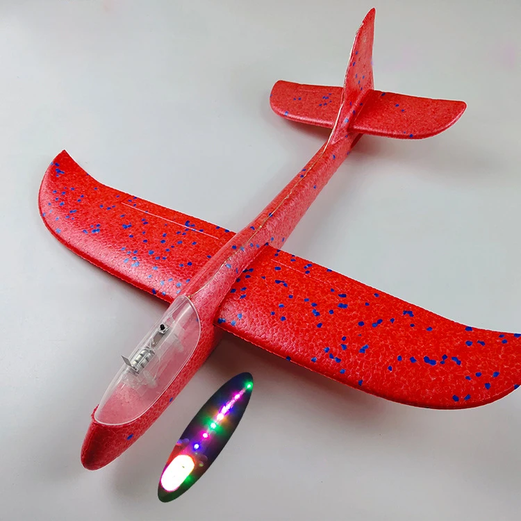 48cm with Lamp Red Сделай Сам ручной бросок Летающий планер самолеты светящиеся темные игрушки для детей пена модель аэроплана наполнители планер самолет игрушки игра - Цвет: 48cm with Lamp Red