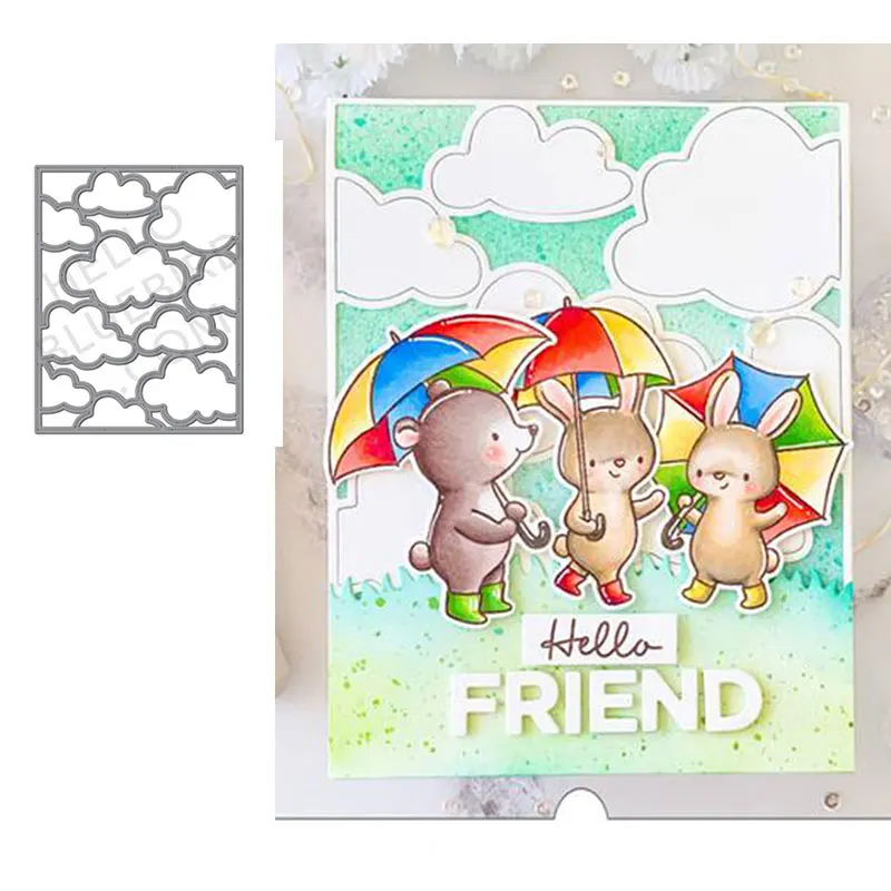 

Cloudy Umbrella Rabbit Friend Cutting Dies Scrapbook Dariy Decoration Stencil Embossing Template DIY Greeting Card Handmade 2021