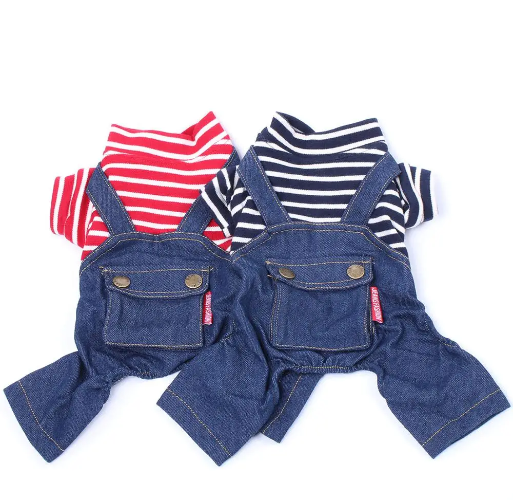 Striped Dog Cat Jumpsuit Hoodie with Big Pocket Pet Puppy T-Shirt Coat Autumn Clothes Apparel | Дом и сад