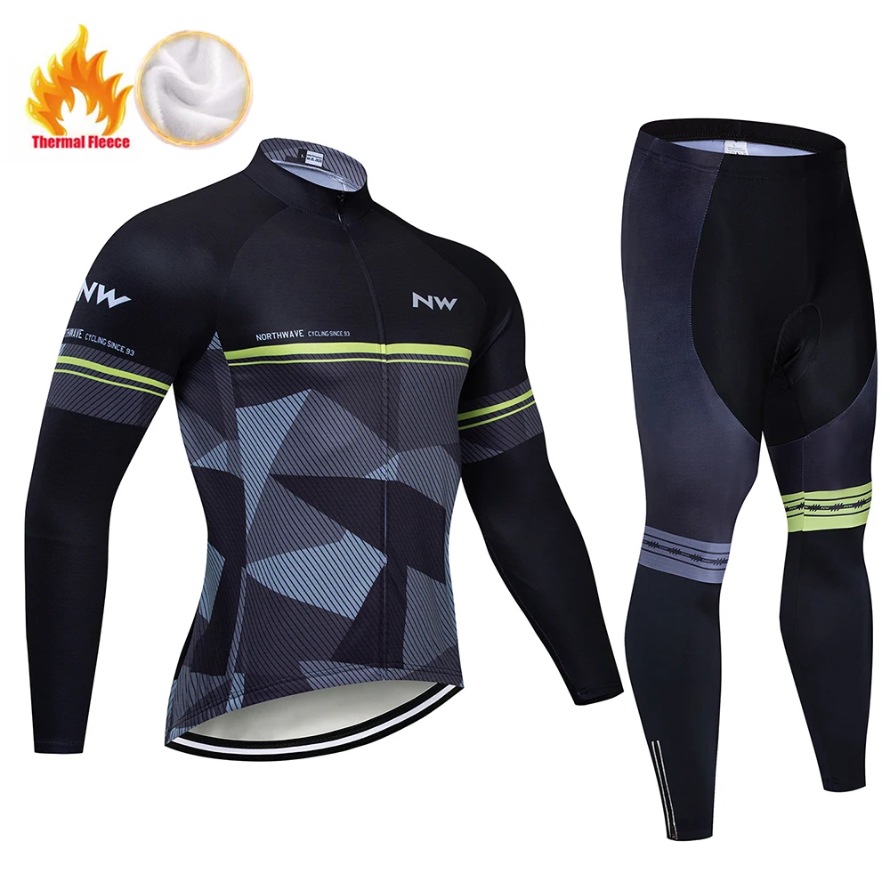 Long suit NW зимний термальный флис Велоспорт Джерси Набор Майо Ropa Ciclismo с длинным рукавом горный велосипед одежда сохраняет тепло велосипедная одежда - Цвет: Long suit