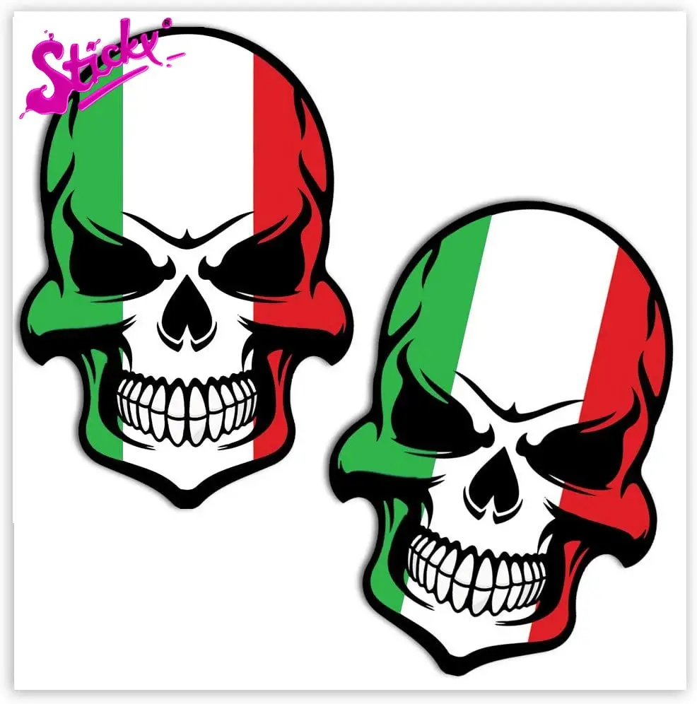 

STICKY Stickers Skull National Flag Italy Vinyl Adhesive Cars Cars Motorcycles Mopeds Bicycles Laptop