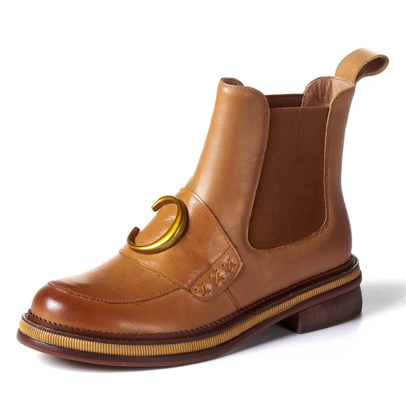 Mobetty/новые женские кожаные ботильоны на плоской подошве ботинки без застежки с