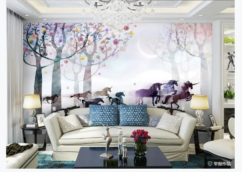 3D Wallpaper flower tree Photo Murals For Living Room Bedroom animal horse Kids silk Waterproof Wall Papers | Обустройство дома
