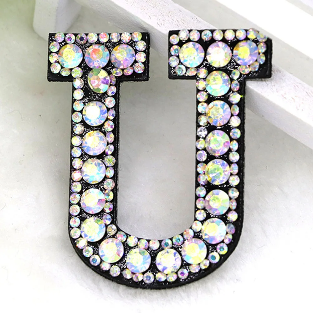 1pcs A-Z Rhinestone English Alphabet Letter Applique 3D Iron-On letters Patch For Clothing Badge Paste kids Clothes Bag | Дом и сад