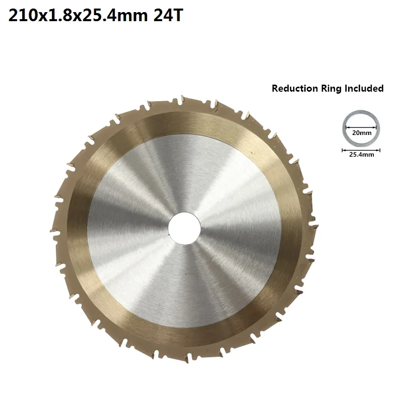 210x1.8x25.4x24T XCAN 1 шт. 160/165/185/210/255/300 мм деревообрабатывающий пильный диск с 24/80 зубы TICN покрытием TCT пильный диск циркулярной пилы для резки дисков - Цвет: 210x1.8x25.4x24T