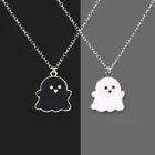 Черно-белое ожерелье с подвеской в виде призрака для женщин, ожерелье с подвеской в виде двух звёзд для Хэллоуина, подарок 2021