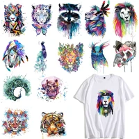 cute colorful lion dog owl tiger animals patches clothing applications heat transfer fusible clothing stickers diy tops pvc e