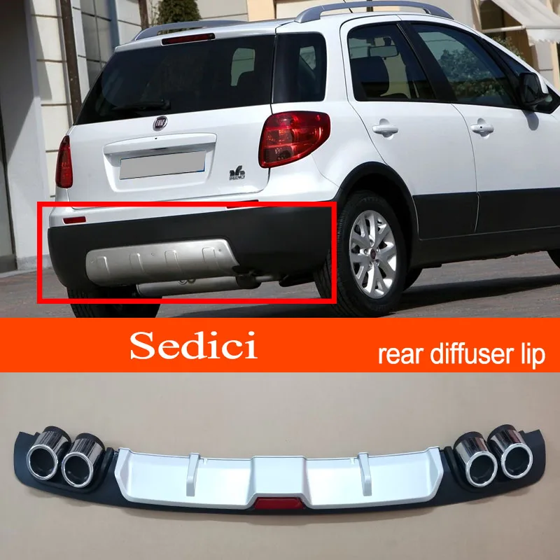 

Sedici ABS пластик серебристый/черный Автомобильный задний бампер задний диффузор спойлер губа для Fiat Sedici