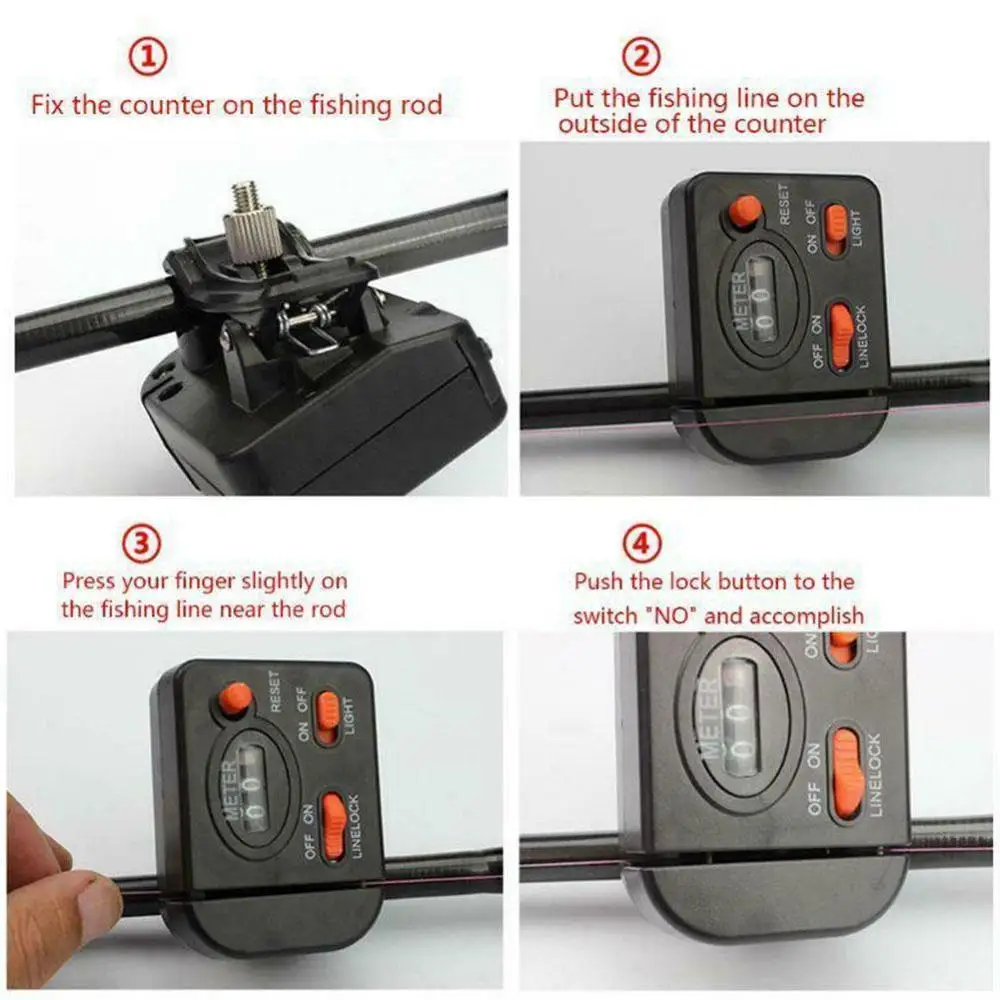 

Digital Fishing Line Length Counter 299.7 Feet Depth Line Counter Multifunction Professional Tackle Fishing Gauge Tool Fish C9A7